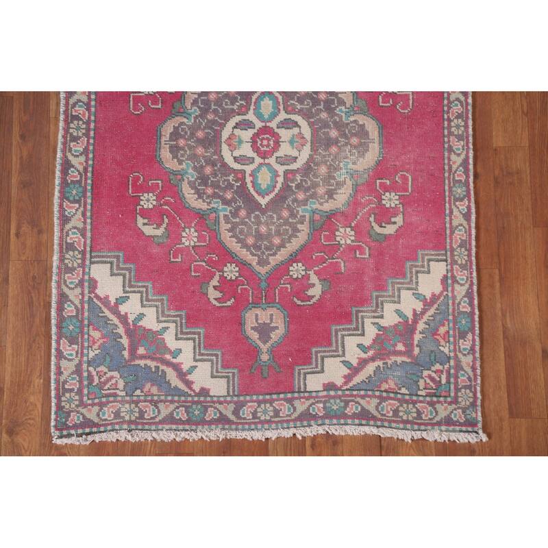Hand Knotted Oriental 100% Wool Carpet Traditional Medallion Pink Tabriz Area Rug - 4' 6'' X 3' 2''