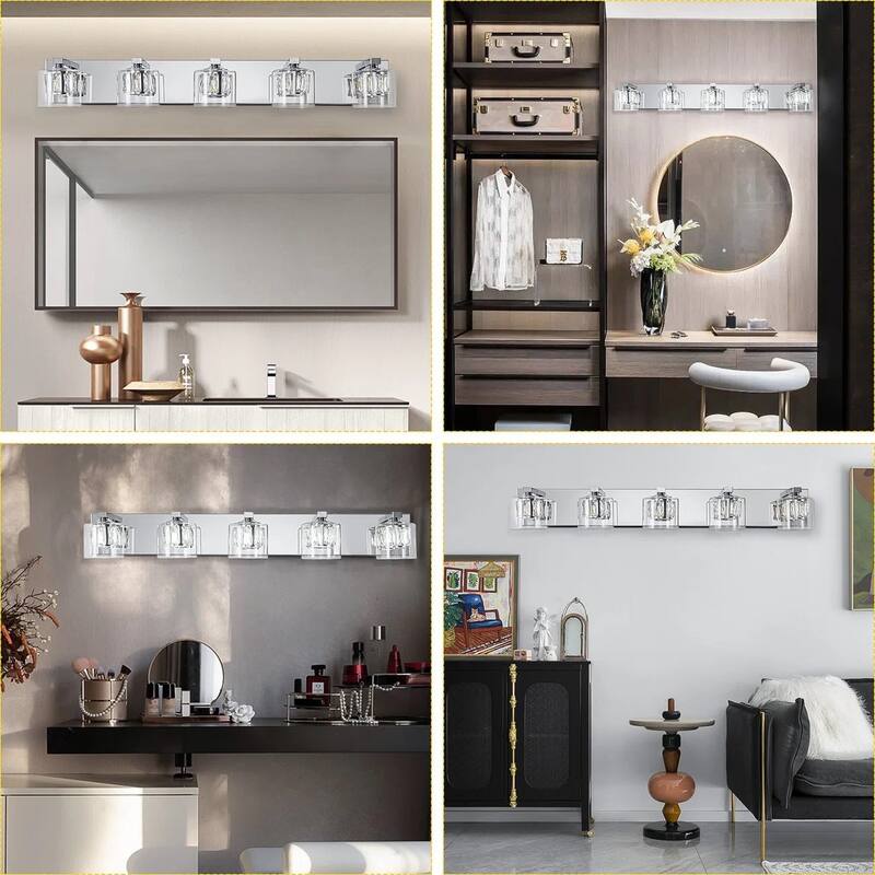 Kolt Chrome Traditional 5-Light Bathroom Vanity Light