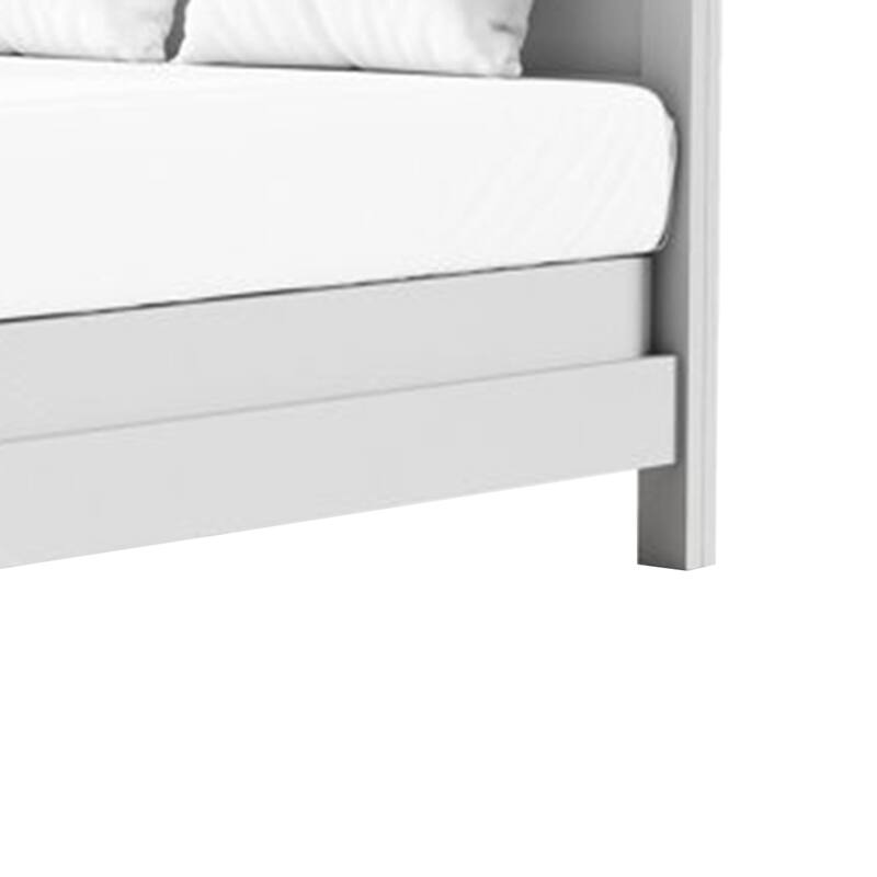 Tela Full Size Bed w Recessed Panel Headboard, Dark Brown Trim, White