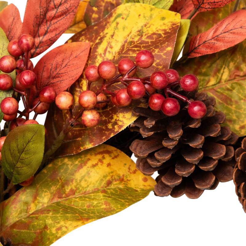 Leaves Berries Twig Artificial Thanksgiving Wreath - 26-Inch, Unlit