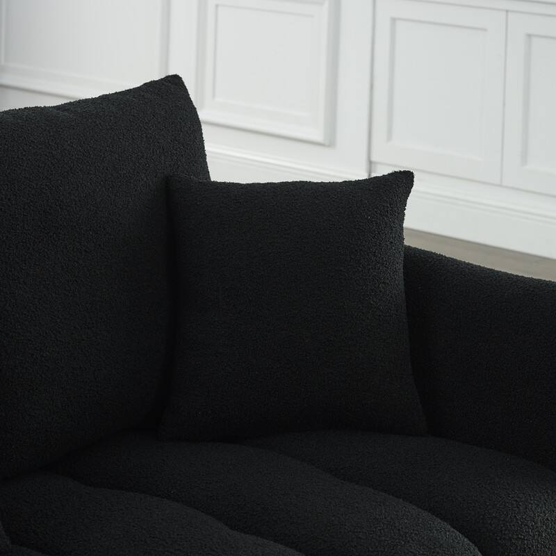 Oversized Upholstered Teddy Fabric Sofa with 3 Back Pillows and Cushions,Living Room Couch