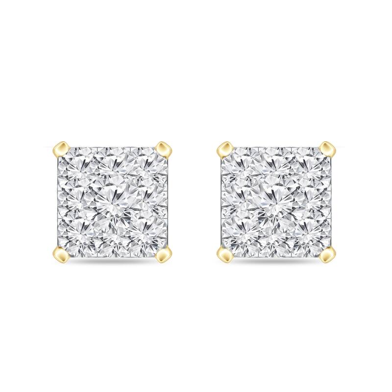 Auriya 14k Gold 1ctw Square Pave Diamond Stud Earrings (H-I, I1-I2)