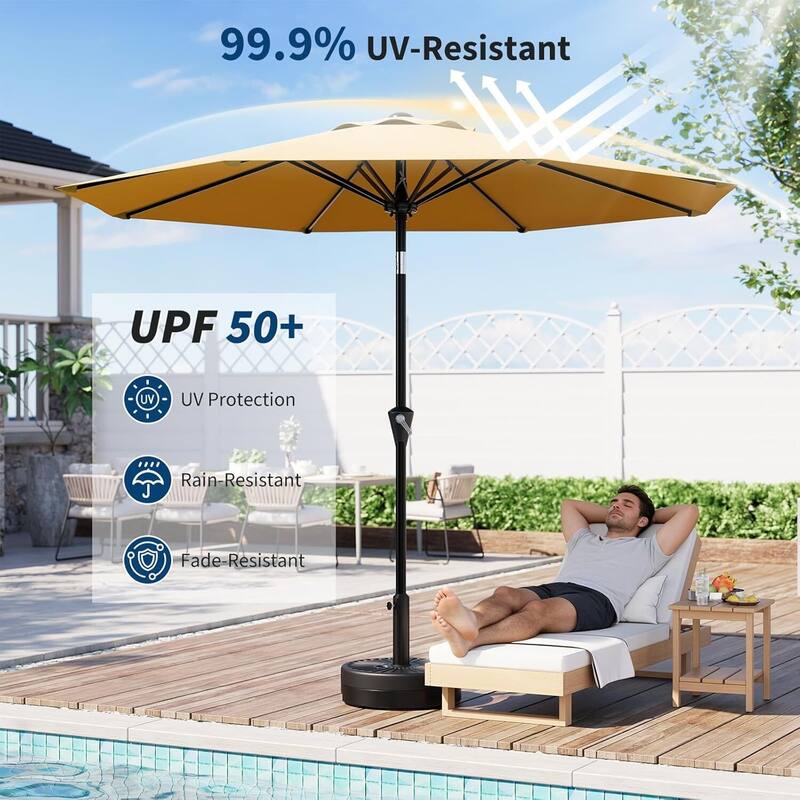 10FT Patio Umbrella with Smooth Crank Lift UV Protection Waterproof for Pool, Deck, Yard, Garden (No Base)