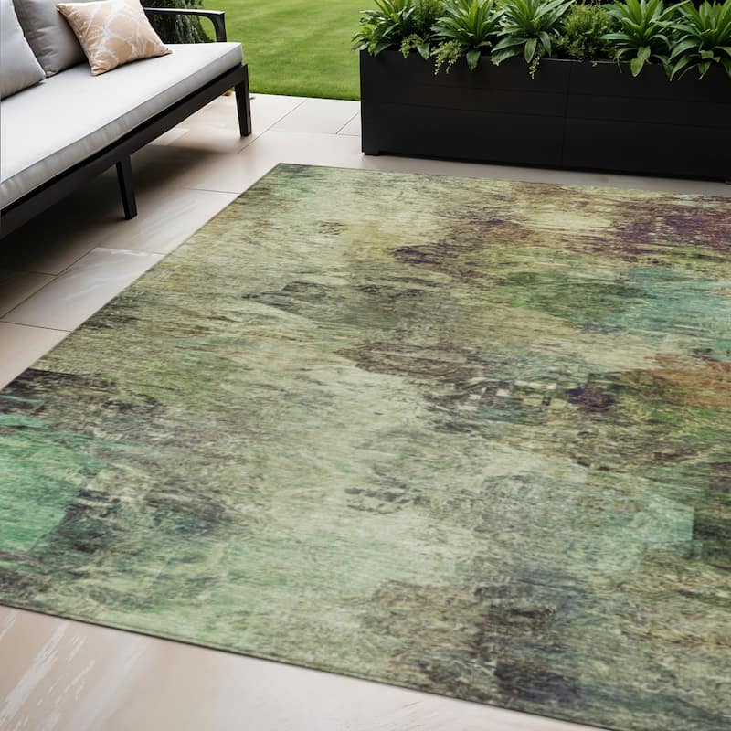 HomeRoots Abstract Transitional Rectangle Outdoor Rug - 5' X 8'