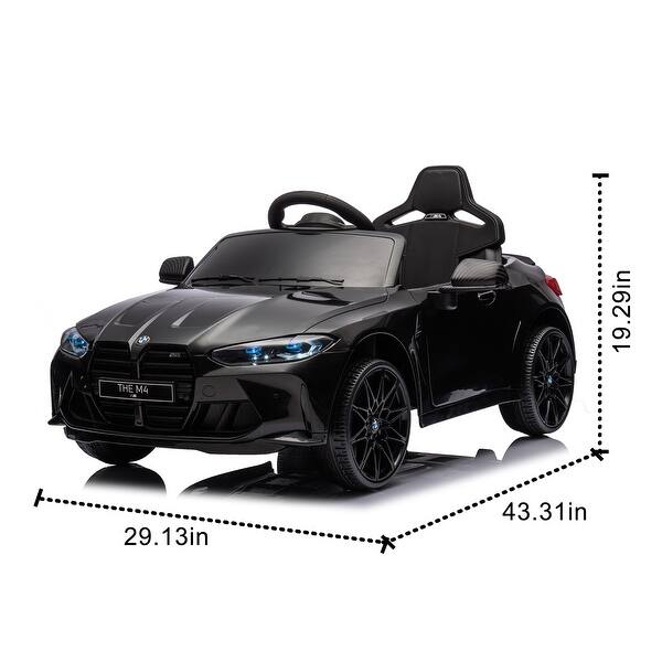 dimension image slide 1 of 3, 12V Licensed BMW M4 Ride-On Car for Kids with Remote Control, Adjustable Speed, Music, Bluetooth, and Portable Handle