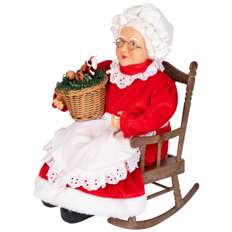 Animated Musical Mrs. Claus in Rocking Chair Christmas Decoration - 14"