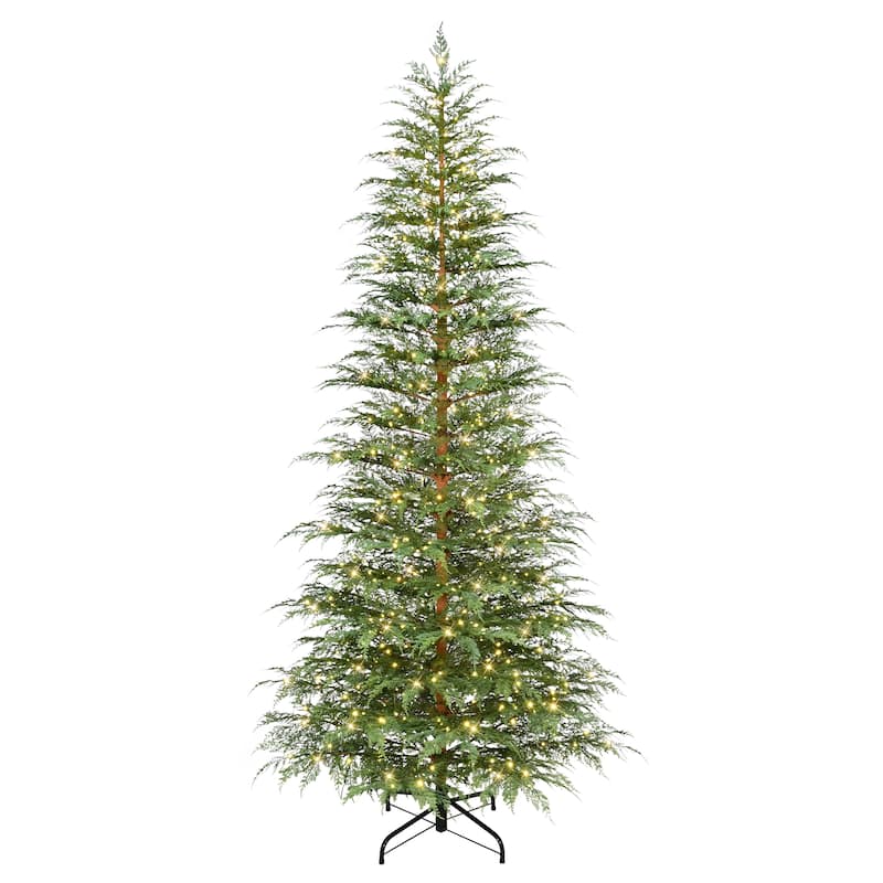 Puleo International 9' Pre-Lit Artificia Cypress Christmas PE Tree with LED Rice Lights