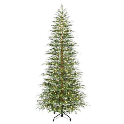Puleo International 9' Pre-Lit Artificia Cypress Christmas PE Tree with LED Rice Lights
