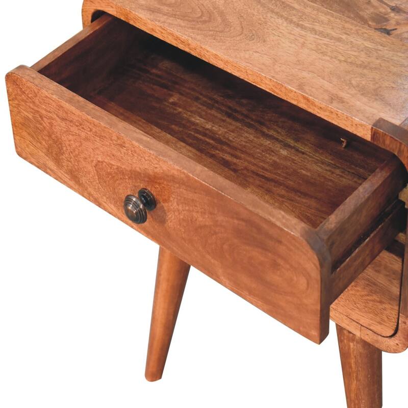 Artisan Furniture Solid Wood Curved Honey Caramel Bedside