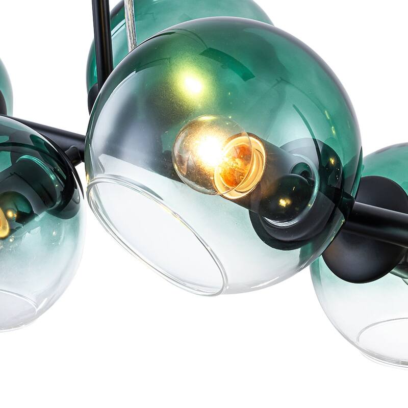 Modern 8-Light Glass Globe Linear Sputnik Island Chandelier Semi Flush