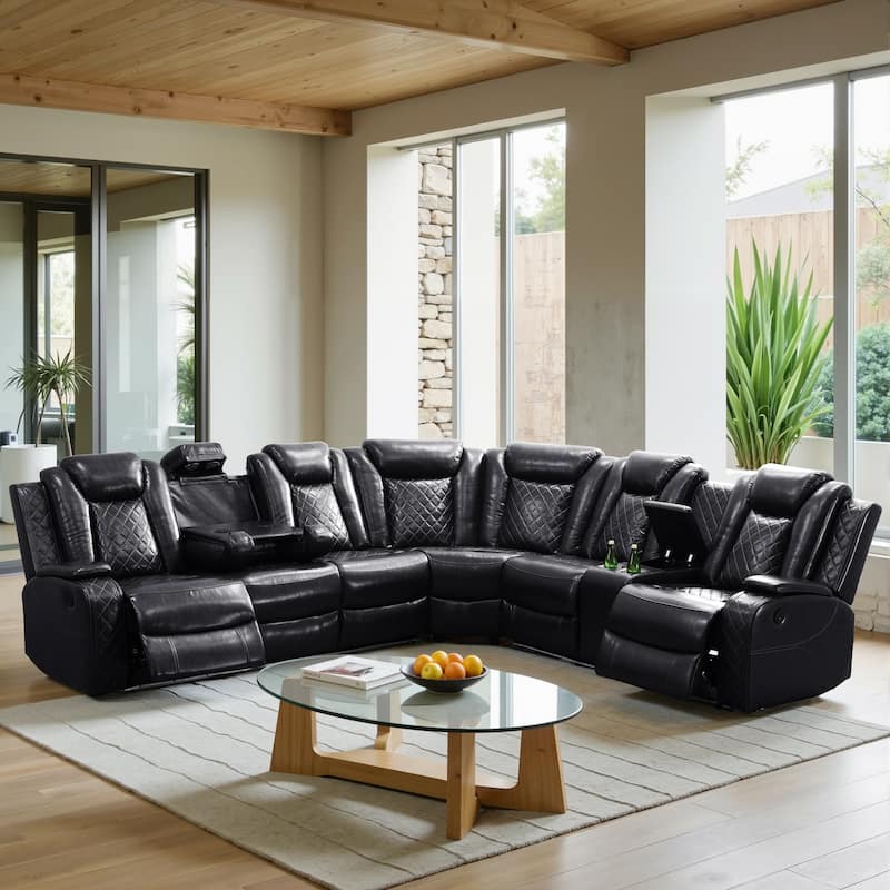 Off-White 3-Piece Breathing Leather Living Room Recliner Sofa set