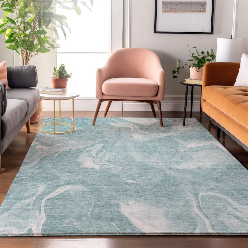 Premium Washable Super Soft Abstract Mayfield Rug - Teal - 10' x 14' - Rectangle