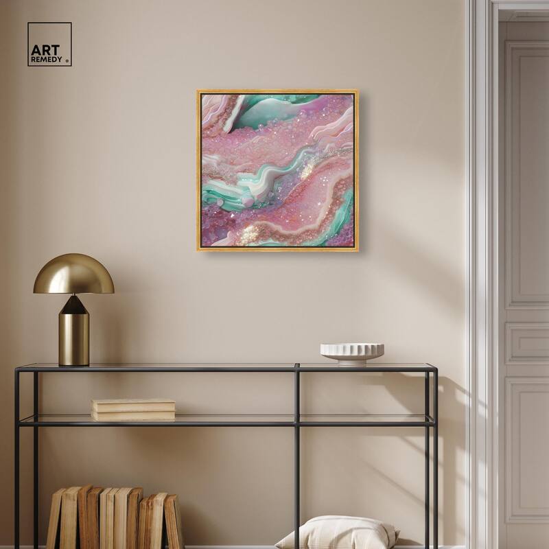 Pink and Mint Crystal III Canvas by Art Remedy