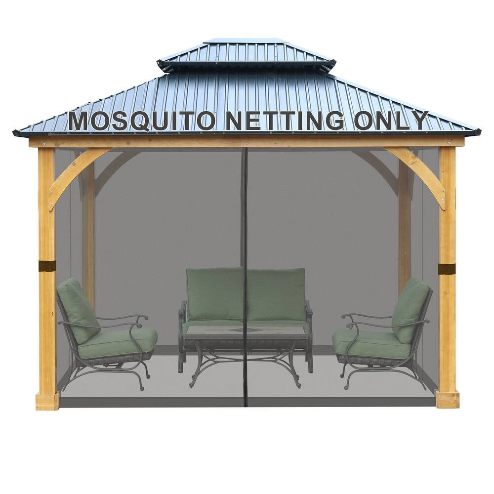 Aoodor 10'x12' Replacement Gazebo Mosquito Netting 4-Panel Sidewalls