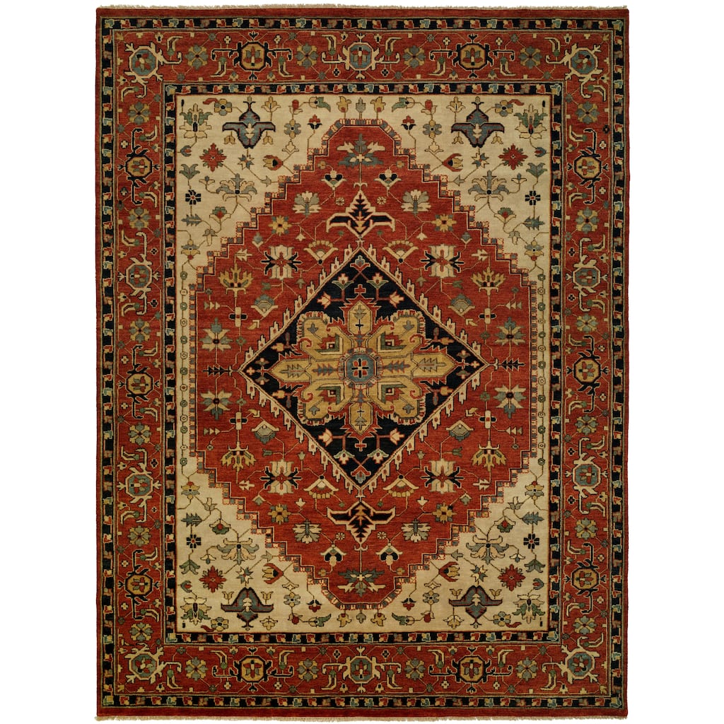 Traditional Multi-Colored Hand-Knotted Wool Area Rug