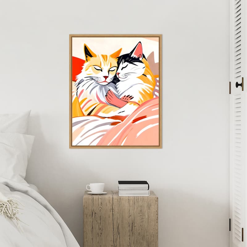 Sleepover Cats by Uma Gokhale Framed Canvas Wall Art