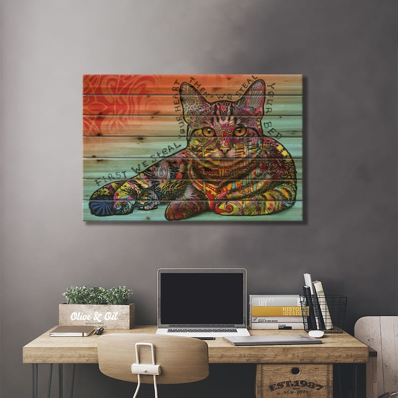 Steal Your Bed Print On Wood by Dean Russo - Multi-Color