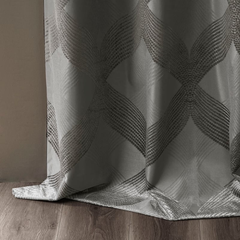 Ogee Knitted Jacquard Total Blackout Curtain Panel(Only 1 Pc Panel)