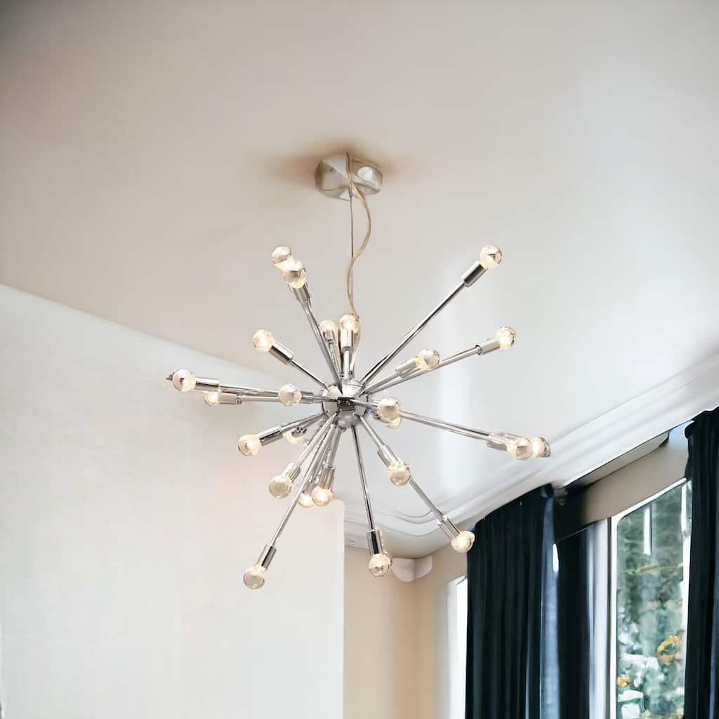 HomeRoots Silver Sputnik Multi Light Metal Dimmable Ceiling Light