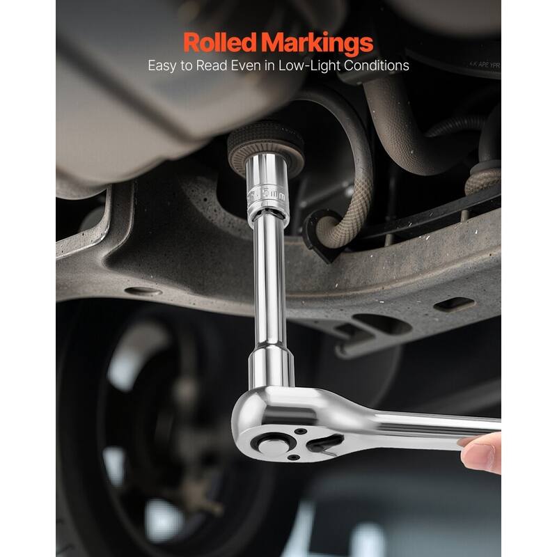 Black CR-V Alloy Steel 33-Piece Socket and Ratchet Set with Chrome Finish - 16.93 x 2.52 x 9.65 in