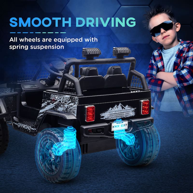 12V Kids Electric Car with Parent Remote, Black Ride-On Car Battery Powered Electric Car with 3 Speeds & Music