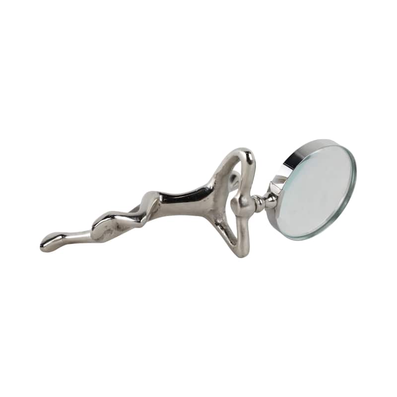 Glass Metal Decorative Object Human Figure Holding Magnifying Glass