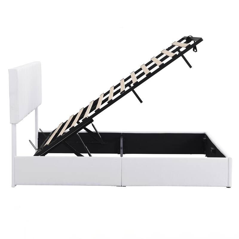 Queen size Upholstered Platform bed with a Hydraulic Storage System