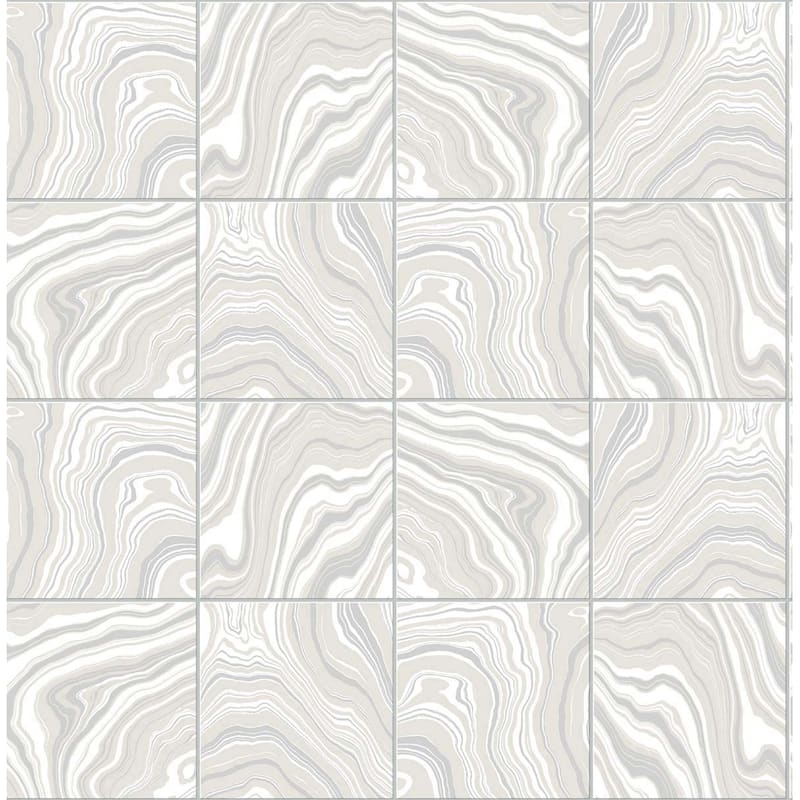 Luxe Haven Marbled Tile Peel and Stick Wallpaper - 20.5 in. W x 18 ft. L - Quartz
