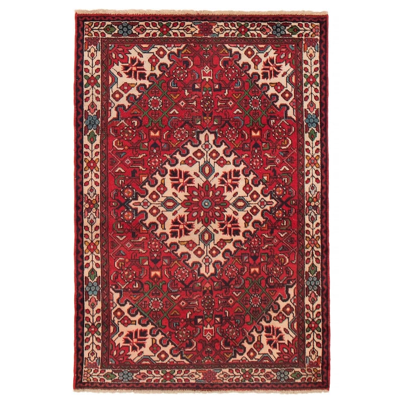 ECARPETGALLERY Hand-knotted Andelz Red Wool Rug - 3'5 x 5'1 - Red - 3'5 x 5'1