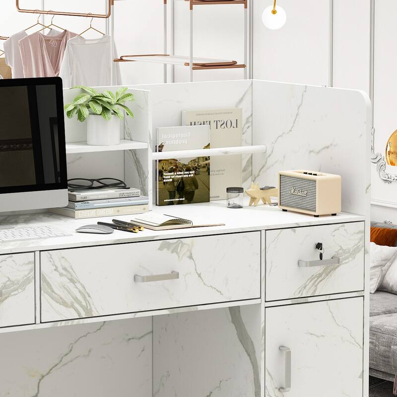 47.2" Reception Desk Counter Lockable Storage Reception Table Working