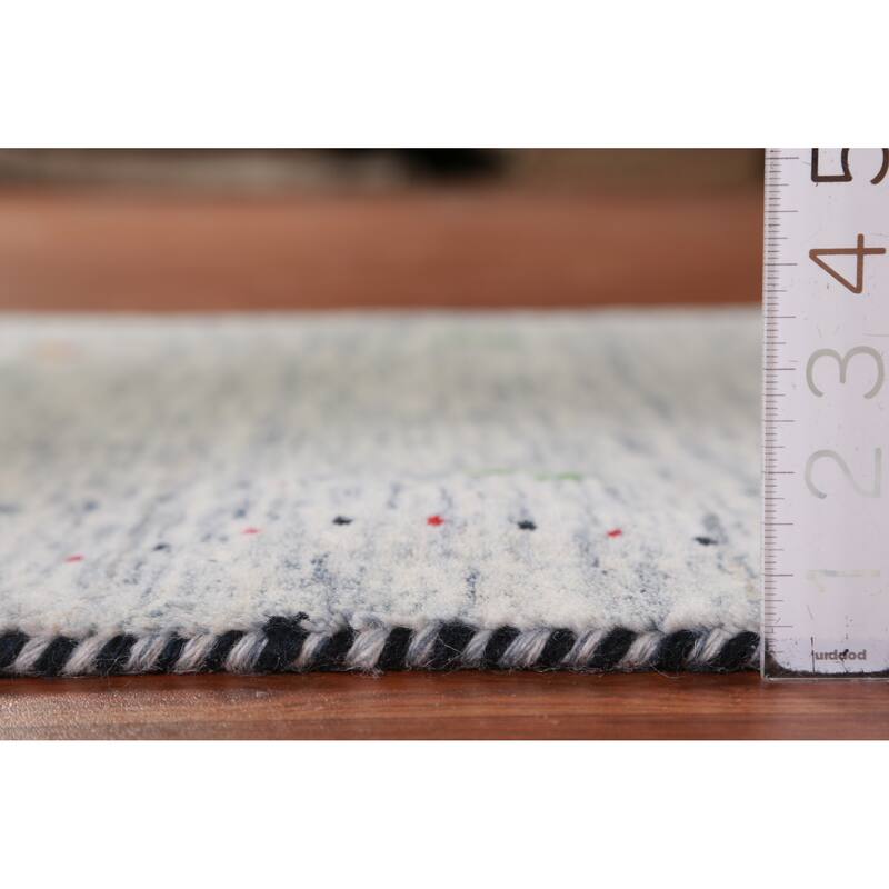 Hand Knotted Oriental 100% Wool Carpet Tribal Stripe Beige & Ivories Gabbeh Area Rug - 4' 9'' X 3' 1''