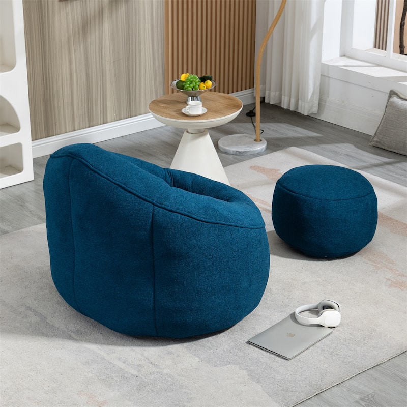 High Pressure Foam Bean Bag Sofa Chair With Ottoman