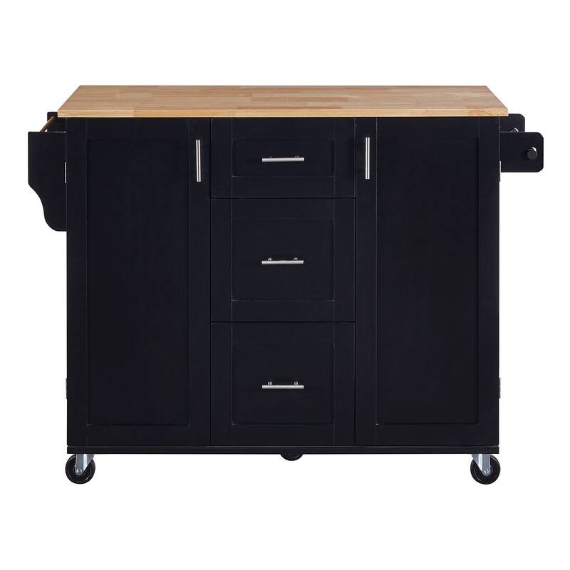 Rolling Kitchen Island Cart with Wheels and Storage - Black