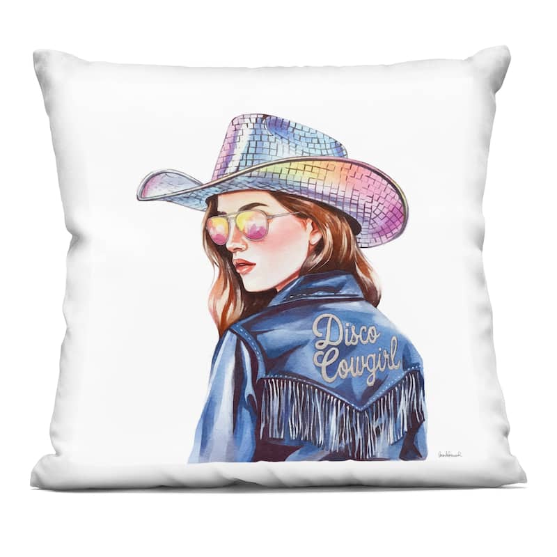 Stupell Disco Cowgirl in Blue Decorative Printed Throw Pillow Design by Amanda Greenwood - Accent - Polyester - Blue - Single
