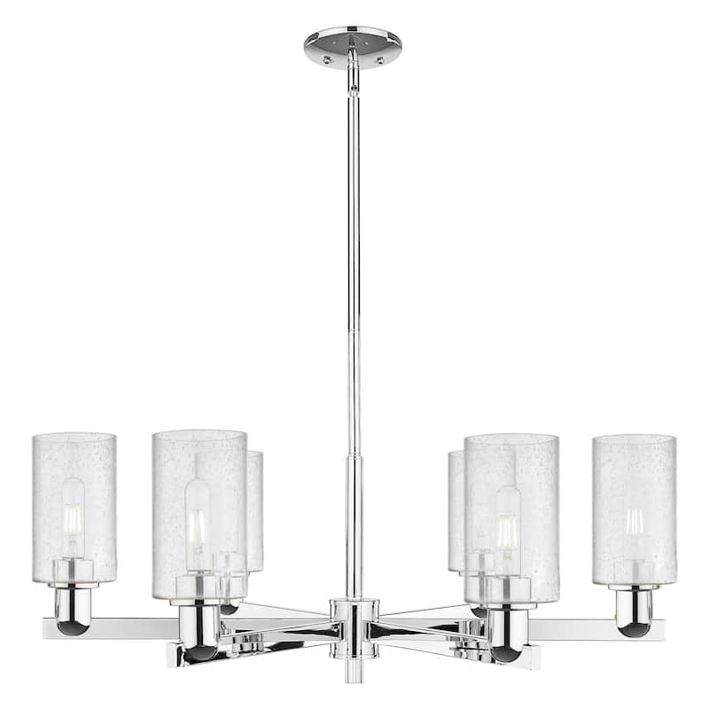 Innovations Lighting Endless Possibilities Arcadia - Clymer - 6 Light 34" Stem Hung Chandelier - Polished Chrome/Seedy