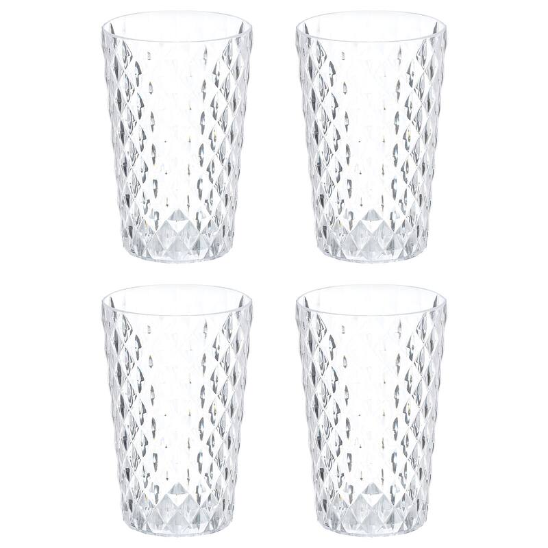 4Pcs Plastic Drinking Cups, Transparent Unbreakable Water Tumbler