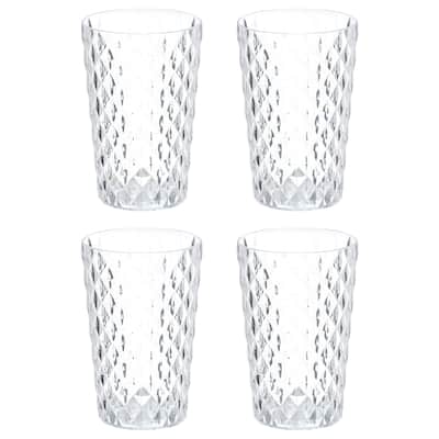 4Pcs Plastic Drinking Cups, Transparent Unbreakable Water Tumbler
