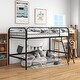 preview thumbnail 5 of 4, Black Twin Size Metal High Loft Bed with Fence