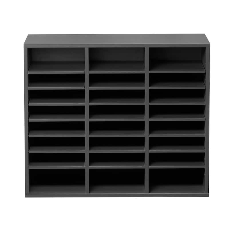 Multi-Purpose Office Literature Organizers with 24 Compartments and Adjustable Shelves Perfect Addition to Any Space - Grey
