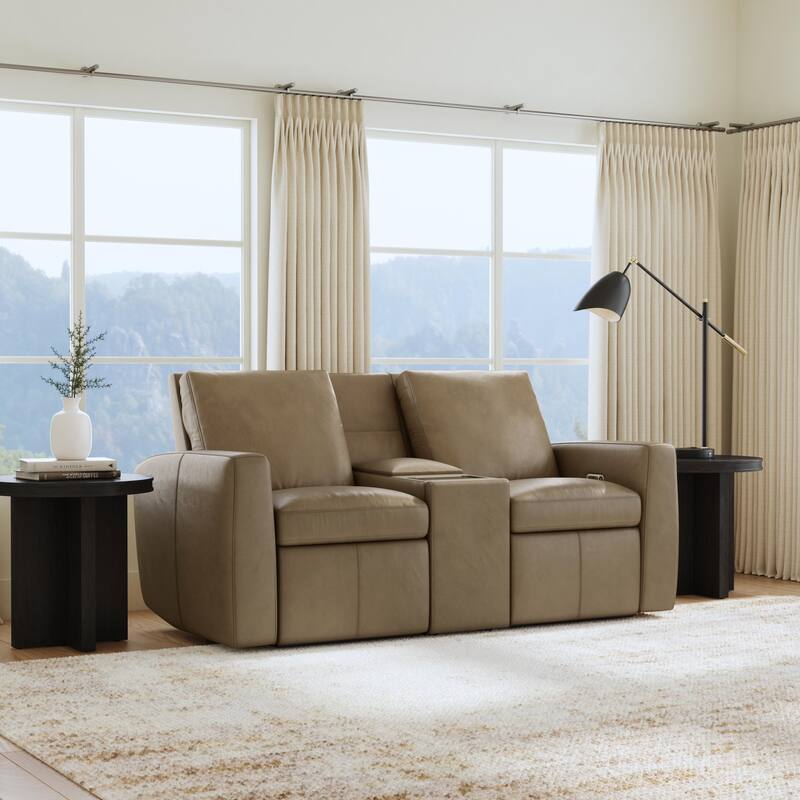 Arina Fawn Power Reclining Loveseat with Console by Flexsteel - 75" x 40" x 39" - Fawn