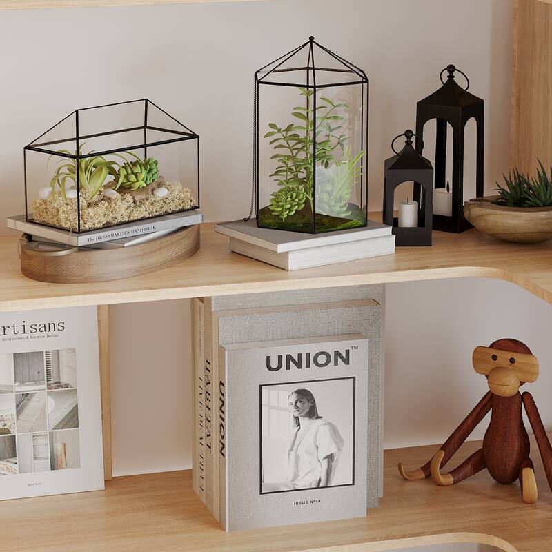 81.9"H Bookshelf Unique Side Table and Bookcases Room Divider Bookcase
