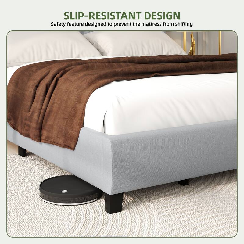 Moasis Upholstered Tufted Bed Frame with Adjustable Height Headboard