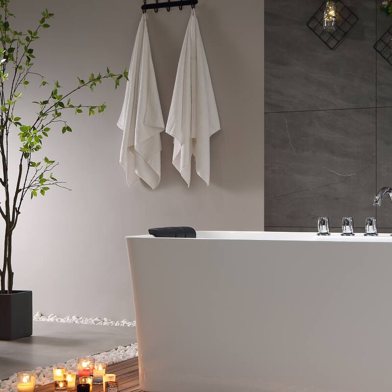 67" x 32" Freestanding Whirlpool Acrylic Bathtub with Faucet