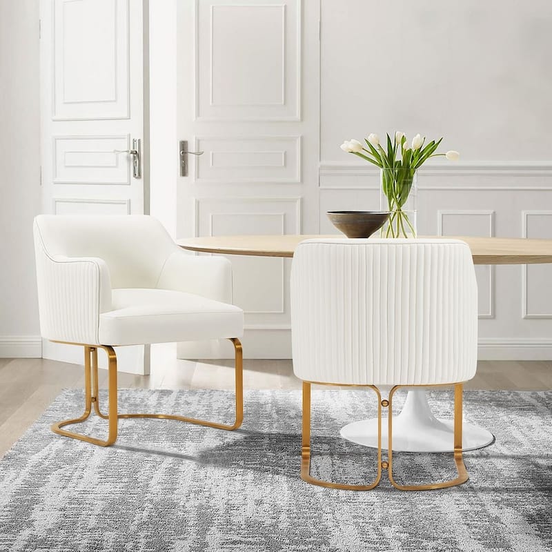 Manhattan Comfort Modern Edra Leatherette Dining Armchair - Cream - Set of 2