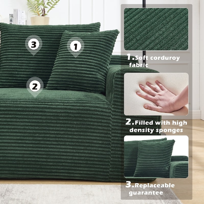 L-Shape 3-Seat Modular Sofa Memory Foam Sectional Couches with Oversized Chaise