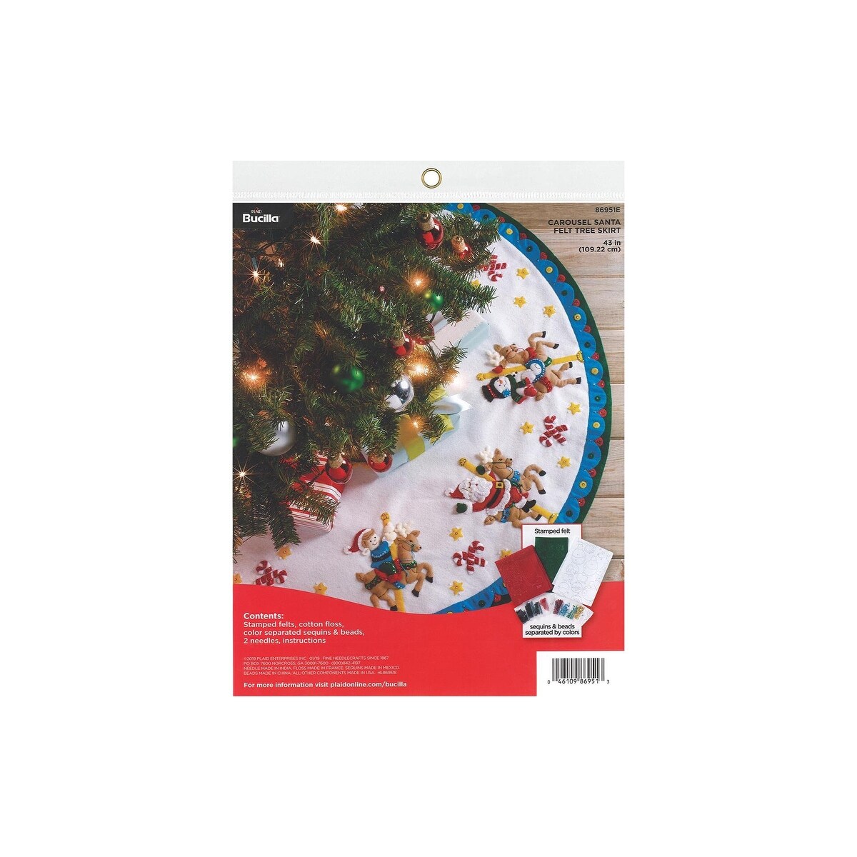 Shop 86951e Bucilla Felt Kit Tree Skirt 43 Carousel Santa Overstock 29516290