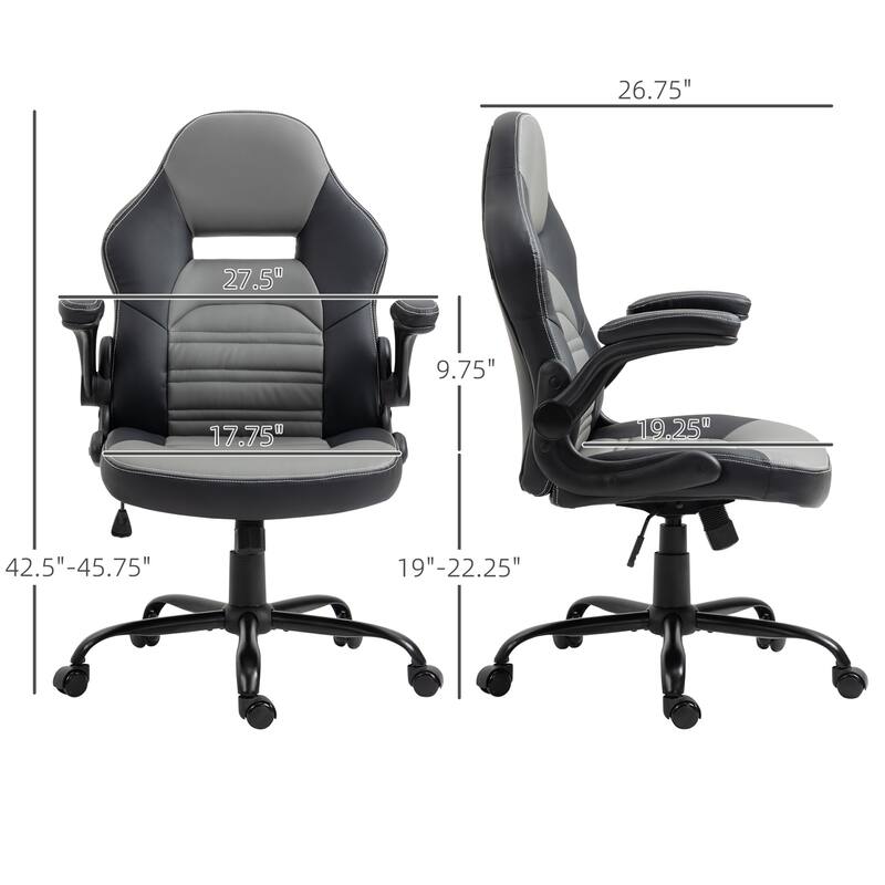 Black Adjustable Height Office Chair with Faux Leather Seat and Swivel Base Rocking Motion