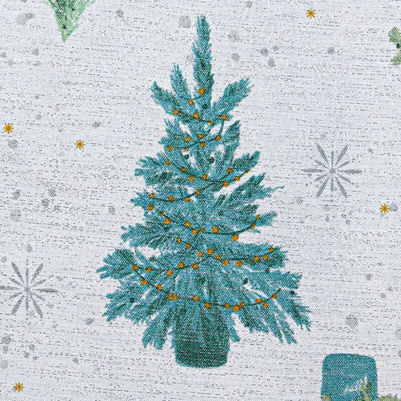 Lucina Twinkle Trees Holiday Lurex Fabric Tablecloth
