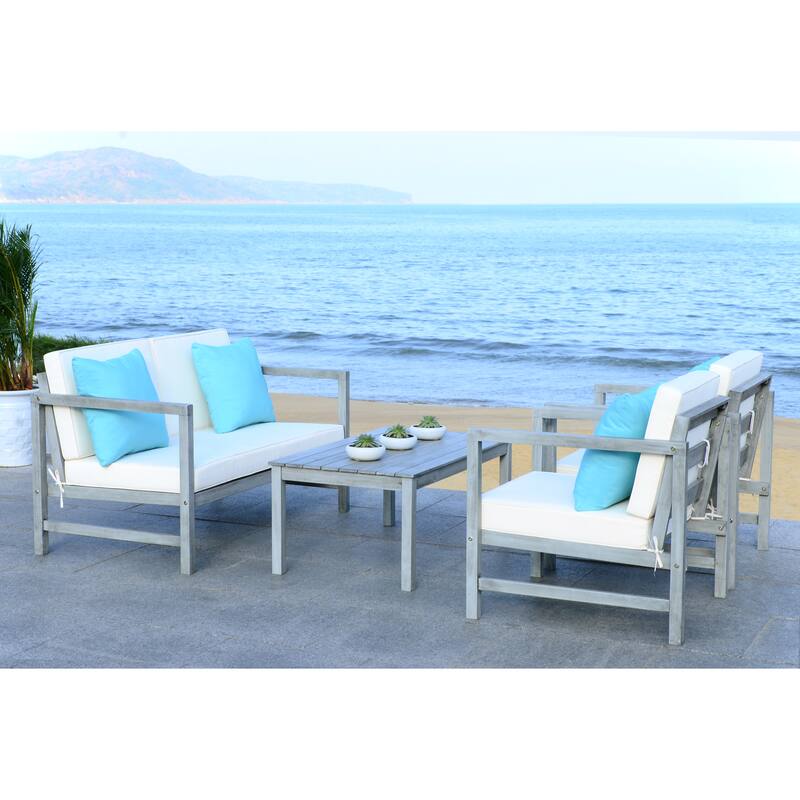 SAFAVIEH Outdoor Citlali 4-Piece Conversation Set with Accent Pillow - 50W x 29D x 29H
