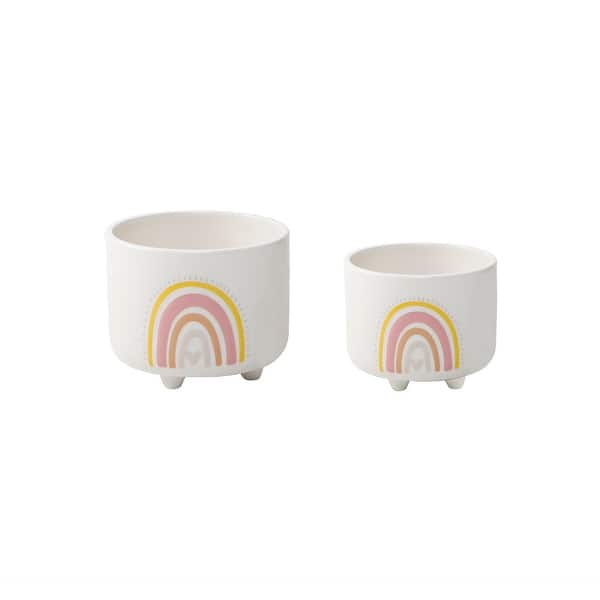 slide 1 of 1, 6 In & 4.75 In Colorful Rainbow Footed Planter Set Of 2